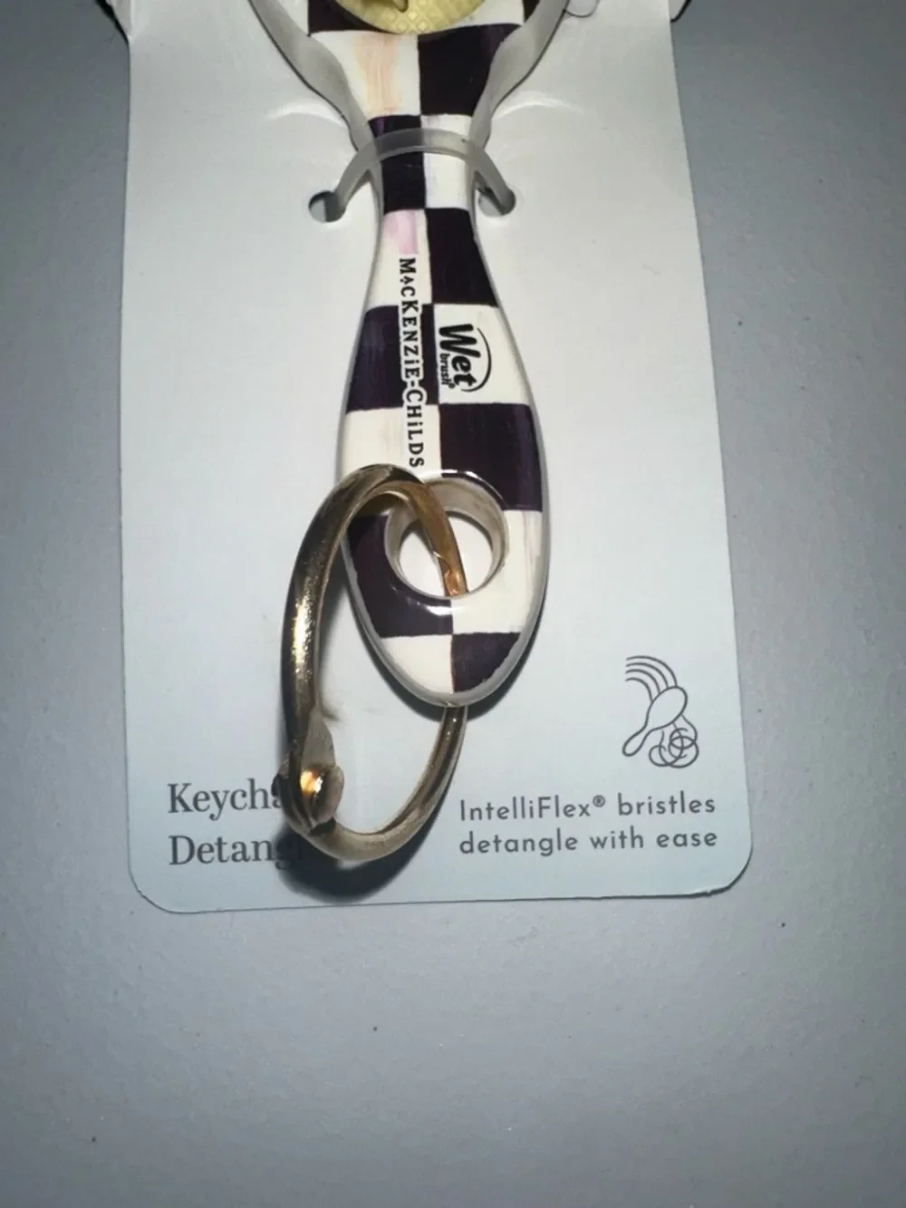 Wet brush x Mackenzie-Childs Keychain Detangler Brush White Black Courtly Check
